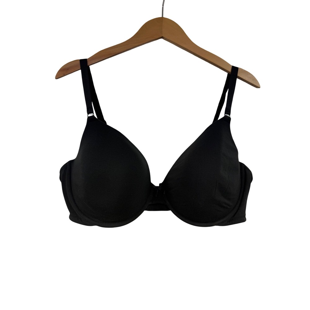Victorias Secret Perfect Coverage Bra Black Cotton Underwire 40DD Lined T1